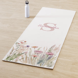 Esterilla De Yoga Mongrama de floral rosa Nombre yoga mate