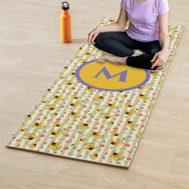 Esterilla De Yoga Monogram Coneflower Butterfly Floral Patterned (Monogram Coneflower Butterfly Floral Patterned Yoga Mat)