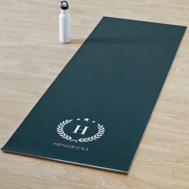 Esterilla De Yoga Monogram Dark Green Stylish Modern Minimalist (Subido por el creador)