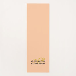 Esterilla De Yoga Monogram Minimalist Peach Gold Initials Black Chic