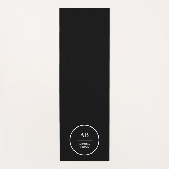 Esterilla De Yoga Monogram Modern Minimal Black White Simple Style (Anverso)