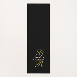 Esterilla De Yoga Monogram Name Minimalist Black Gold White Elegant