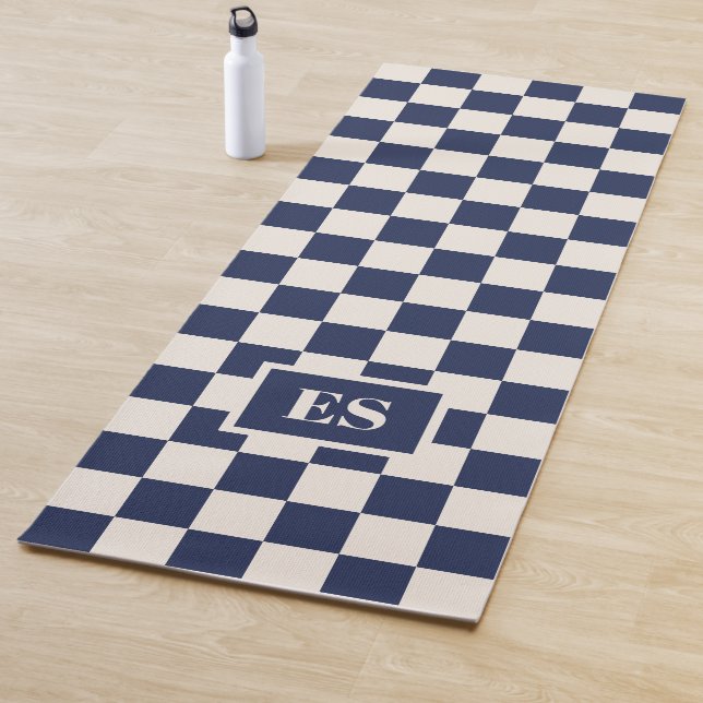 Esterilla De Yoga Monogram Navy Blue Cream Checkered Pattern (In situ)