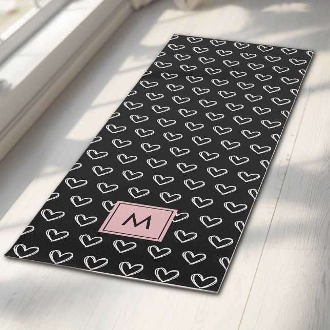 Esterilla De Yoga Monogram Pink and Black Heart Pattern  (Subido por el creador)