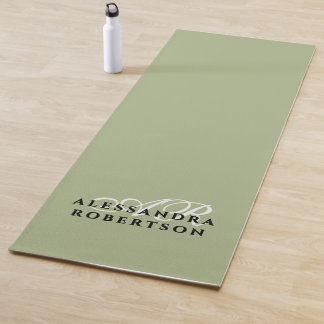 Esterilla De Yoga Monogram Sage Green Minimalist White Black Stylish