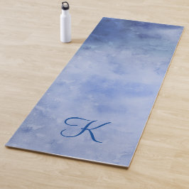 Esterilla De Yoga Monograma acuarela personalizada azul y blanco