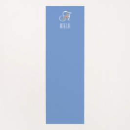 Esterilla De Yoga Monograma azul acuarela inicial