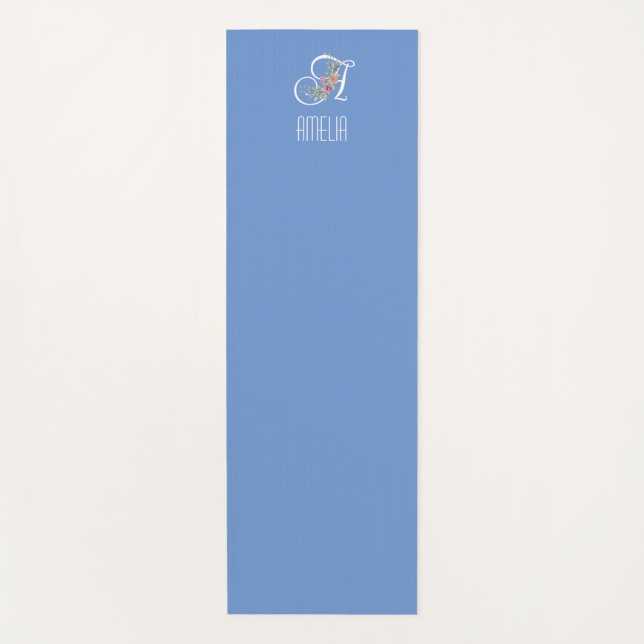 Esterilla De Yoga Monograma azul acuarela inicial (Anverso)