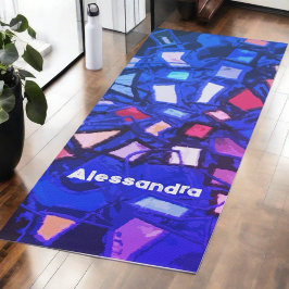 Esterilla De Yoga Monograma azul marino abstracto colorido brillante