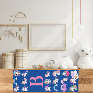 Esterilla De Yoga Monograma azul unicornio personalizado