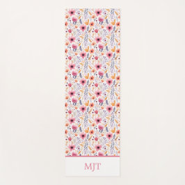 Esterilla De Yoga Monograma Boho Flores Silvestres Rosa Púrpura Nara