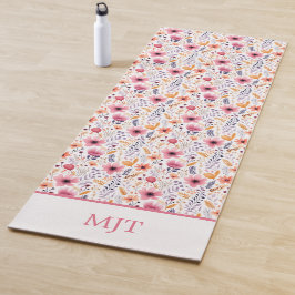 Esterilla De Yoga Monograma Boho Flores Silvestres Rosa Púrpura Nara