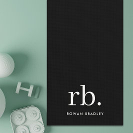 Esterilla De Yoga Monograma Clásico Elegante Mínimo Negro y Blanco