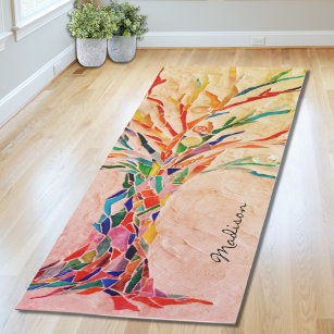 Esterilla De Yoga Monograma de árbol colorido Nombre Zen