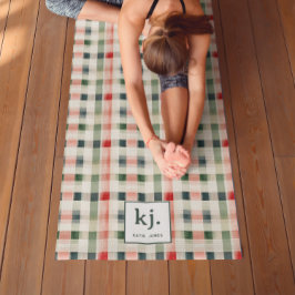 Esterilla De Yoga Monograma de Gingham Verde Suave