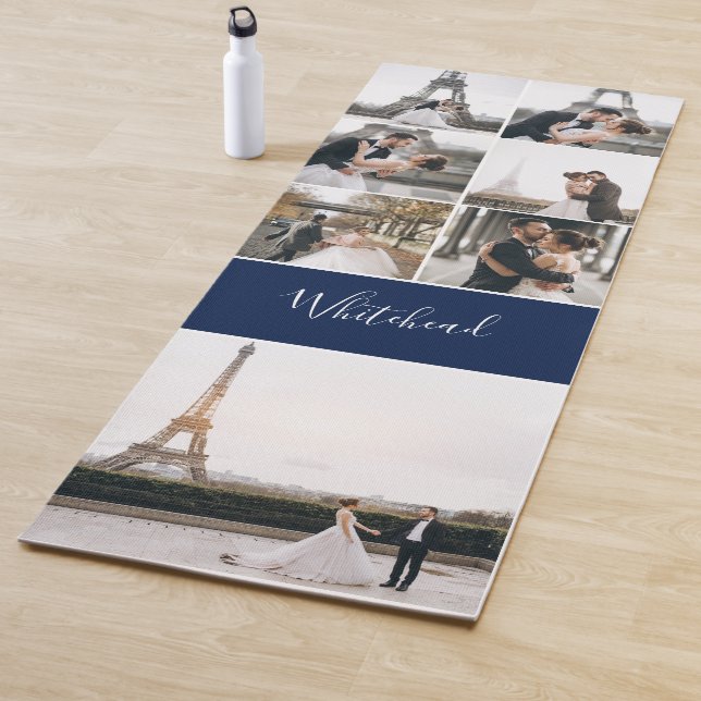 Esterilla De Yoga Monograma de la marina de Collage de fotos moderno (In situ)