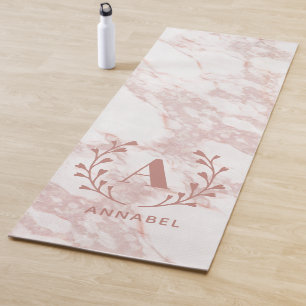 Esterilla De Yoga Monograma de mármol rosa Cualquier Personalizado 