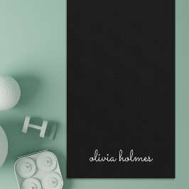 Esterilla De Yoga Monograma de moda | Nombre de guión negro moderno