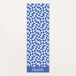 Esterilla De Yoga monograma de nombre a cuadros azules tema de los 9