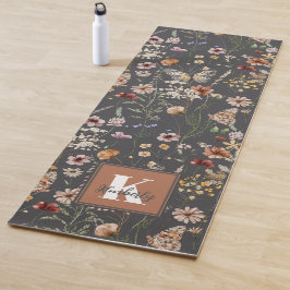 Esterilla De Yoga Monograma de nombre de flores silvestres de acuare