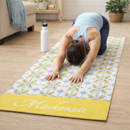 Esterilla De Yoga Monograma de nombre de limón de estilo francés con