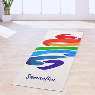 Esterilla De Yoga Monograma de nombre en acuarela colorida