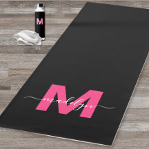 Monograma de Nombre Femenino Negro Rosa