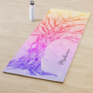Esterilla De Yoga Monograma de nombre rosa púrpura femenino