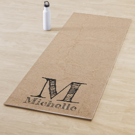 Esterilla De Yoga Monograma de papel negro kraft rústico