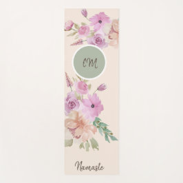 Esterilla De Yoga Monograma de Patrón Floral de Primavera en Acuarel
