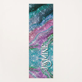 Esterilla De Yoga Monograma de Purpurina ondulado azul violeta