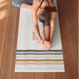 Esterilla De Yoga Monograma de rayas retro chic