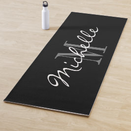 Esterilla De Yoga Monograma de yoga negro personalizado para entrena