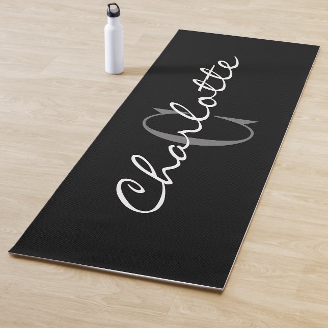 Esterilla De Yoga Monograma de yoga negro personalizado para entrena (In situ)