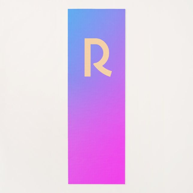 Esterilla De Yoga Monograma degradado moderno azul caliente rosado (Anverso)