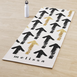 Esterilla De Yoga Monograma del patrón de flechas de oro, negro y bl