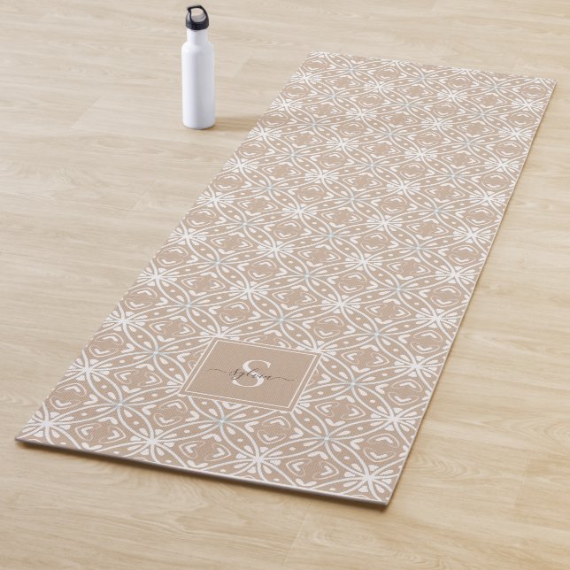 Esterilla De Yoga Monograma del patrón neutro geométrico de batik