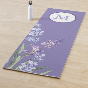 Esterilla De Yoga Monograma elegante de la flor de la lavanda púrpur
