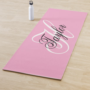 Esterilla De Yoga Monograma elegante en rosa blanco y negro