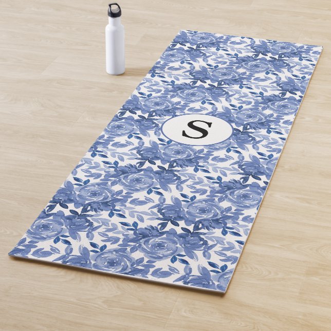 Esterilla De Yoga Monograma Floral Azul (In situ)