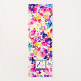 Esterilla De Yoga Monograma Floral de Acuarela Chic