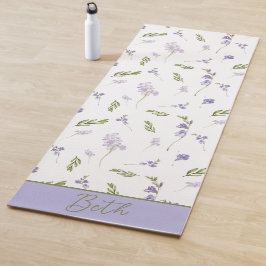 Esterilla De Yoga Monograma floral de acuarela de flores silvestres