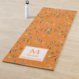 Esterilla De Yoga Monograma floral Naranja PRECIOUS2GOD personalizad