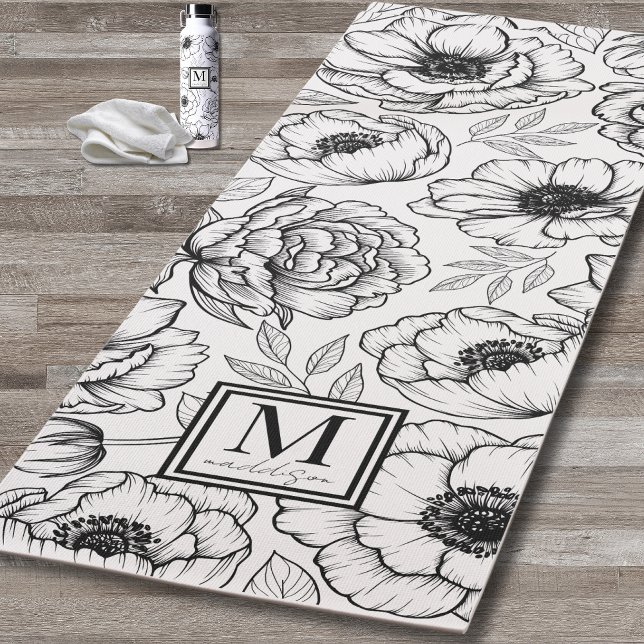 Esterilla De Yoga Monograma floral personalizado (Personalized Floral Monogram Yoga Mat)