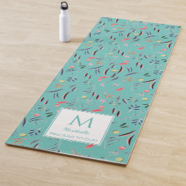 Esterilla De Yoga Monograma floral VERDE AZULADO con luz personaliza