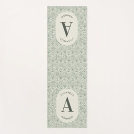 Esterilla De Yoga Monograma Inicial Personalizado Arte Deco Verde Sa