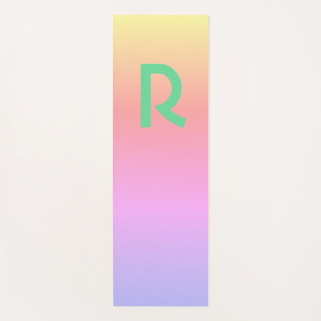 Esterilla De Yoga Monograma Lilac Verde azulado rosa moderno (Anverso)