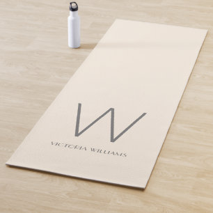 Esterilla De Yoga Monograma minimalista gris marfil moderno