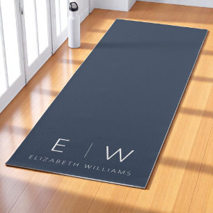 Esterilla De Yoga Monograma Minimalista moderno elegante azul marino