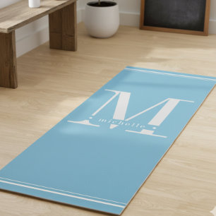 Esterilla De Yoga Monograma mínimo blanda de bebé azul y blanco